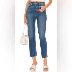 Re/Done 70s Originals Stove Pipe Jeans Straight Leg Blue Denim Ankle Size 27